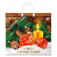 Фото товара - Пакет Полиэтиленовый 37*34 (пластиковые ручки) С Новым годом! Домашнее тепло 42946, (ООО "Интерпак")